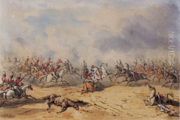 Battle Scene Oil Painting by Theodore Jung