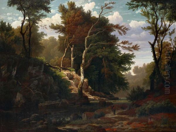 Waldlandschaft Oil Painting by Carl Jungheim