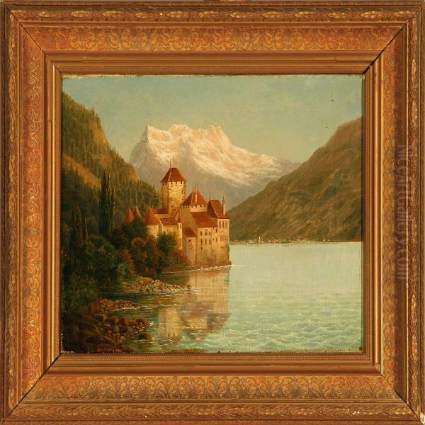 Le Fier Chateau De Chillon Domine Par Les Dents Du Midi Oil Painting by Heinrich Wilhelm K. Jungmann