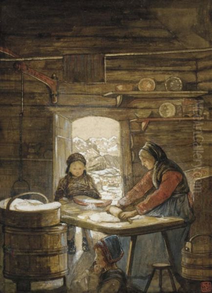 A Scandanavian Pantry Oil Painting by Nico Jungmann