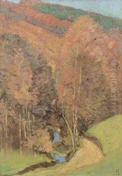 Waldlandschaft Oil Painting by Rudolf Junk