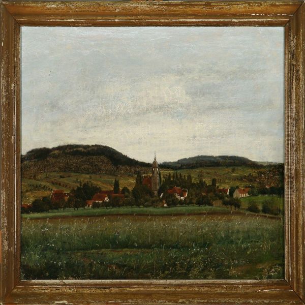 Landscape From Lohmen Near Dresden Oil Painting by Georg U.F. Fritz Jurgensen