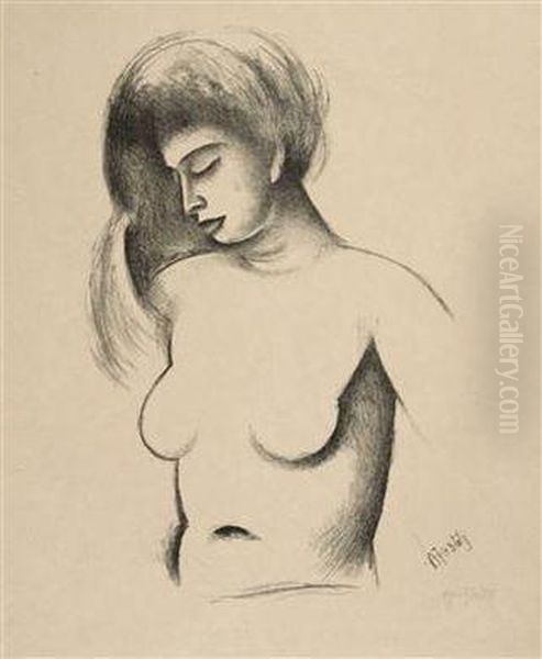 A Female Nude Oil Painting by Alfred Justitz