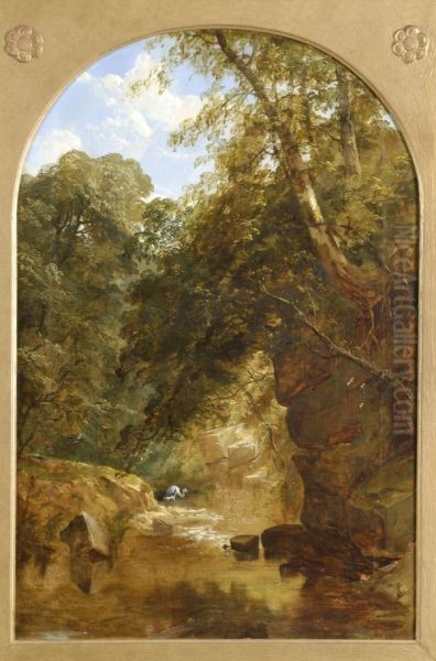 A Heron In A Rocky Gorge Oil Painting by Henry Jutsum