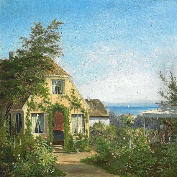 A Summer Day In Thegarden Oil Painting by Andreas Thomas Juuel