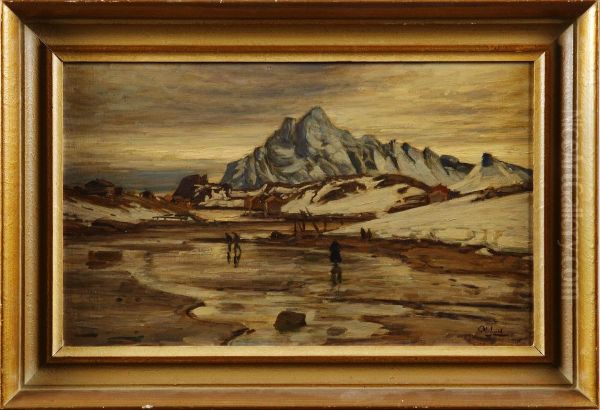 Fjallandskap Oil Painting by Ole Juul