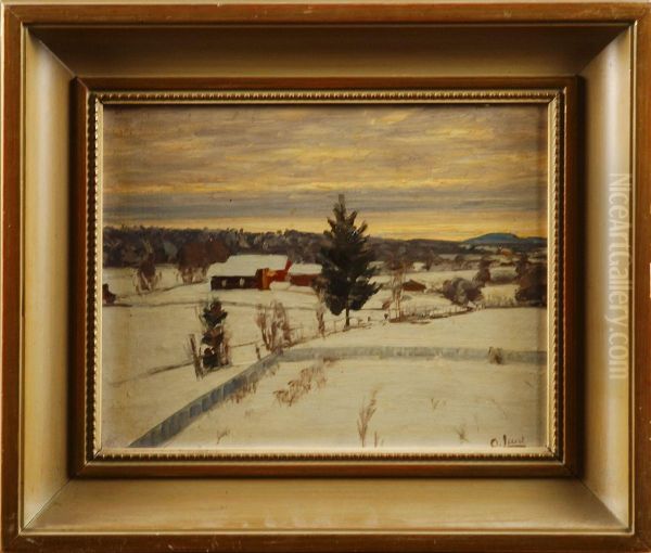 Vinterlandskap Oil Painting by Ole Juul