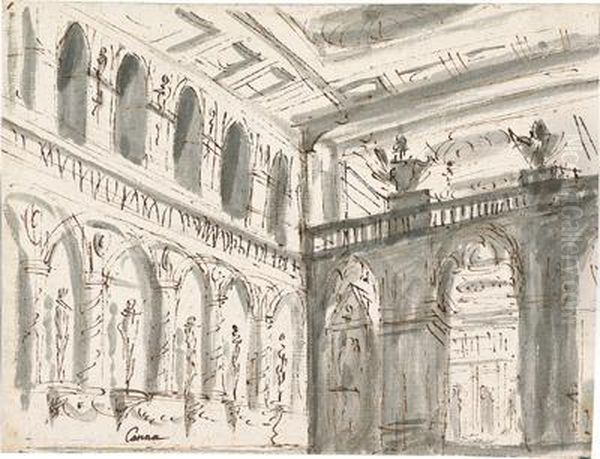 A Study Of The Interior Of A Palace Oil Painting by Filippo Juvarra