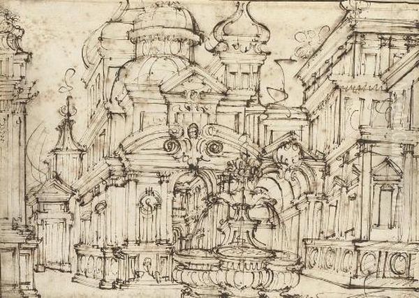 Design For The Exterior Of A Fantasy Palace Oil Painting by Filippo Juvarra