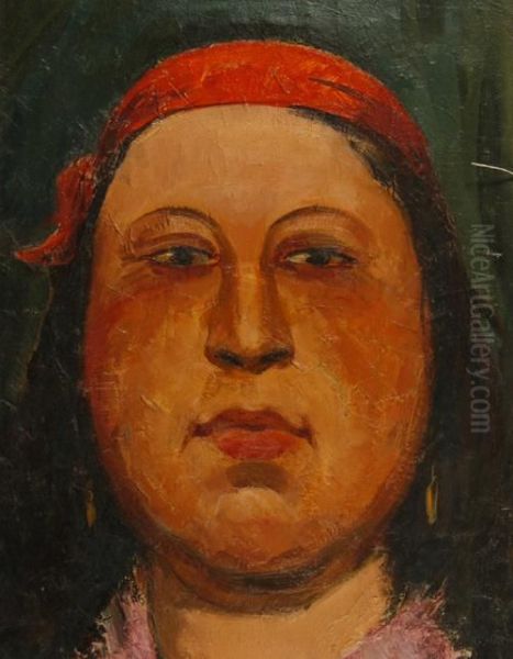 Ritratto Di Donna Con Bandana Oil Painting by Victor Kabanov