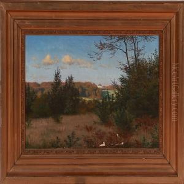 Autumn Landscape Near Fredensborg, Denmark Oil Painting by Ludvig Kabell