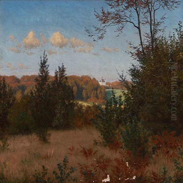 Summer Landscape Near Fredensborg, Denmark Oil Painting by Ludvig Kabell