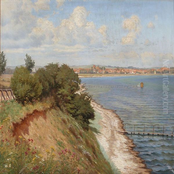 Summer Day At Kerteminde Fjord Oil Painting by Ludvig Kabell