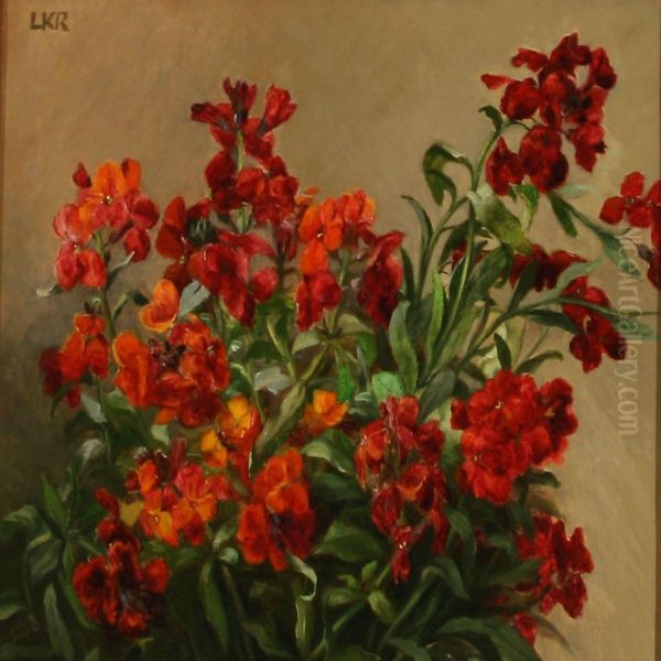 Wallflowers Oil Painting by Ludovica Kabell Rosenorn