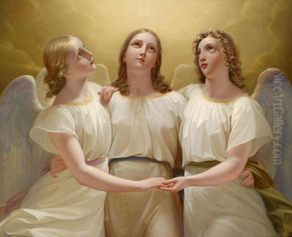 Three Guardianangels Oil Painting by Franz Kadlik