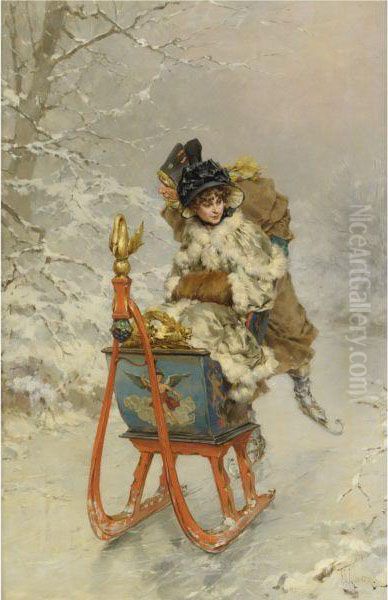 The Sleigh Ride Oil Painting by Frederick Hendrik Kaemmerer