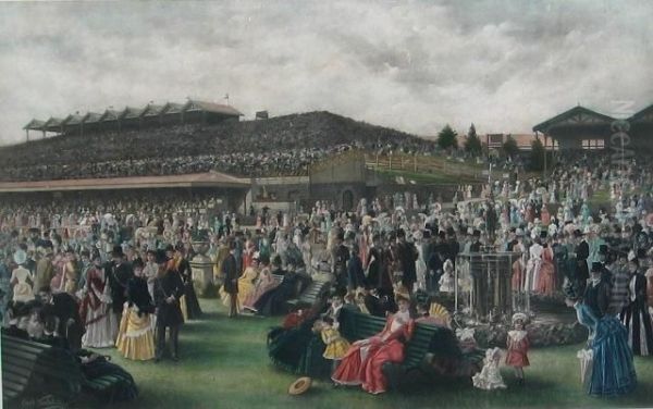 The Lawn At Flemington On Melbourne Cup Day by Carl Kahler