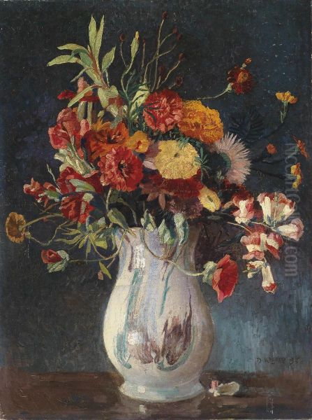 Bunchof Flowers Oil Painting by Max Kahrer