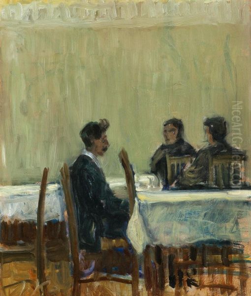 Atthe Table Oil Painting by Ilmari Kaijala