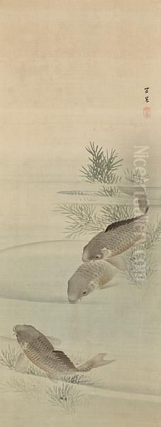 Carp Oil Painting by Oda Kaisen