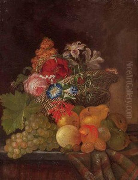 Blumen- Und Obststillleben Oil Painting by Georg Kaiser