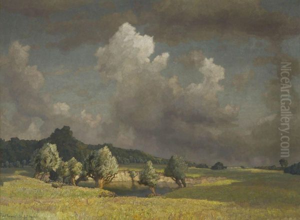 Weite Baumlandschaft Mit Teich Oil Painting by Richard Kaiser