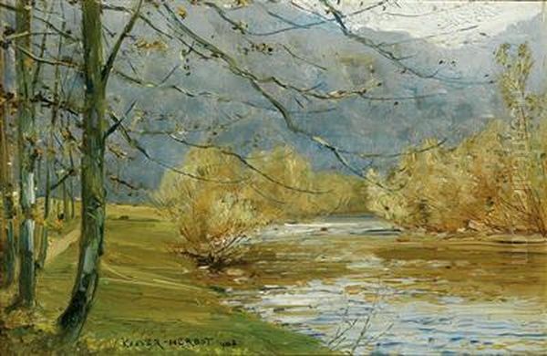 Flusslandschaft Oil Painting by Carl Kaiser-Herbst