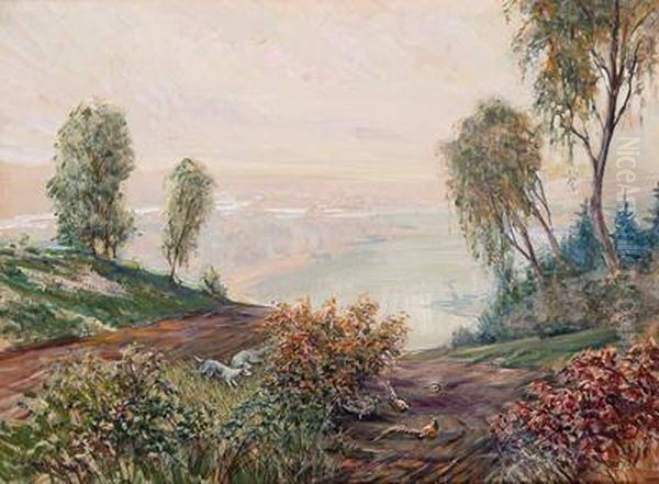 Herbststimmung Mit Hunden Und Fasanen Oil Painting by Carl Kaiser-Herbst