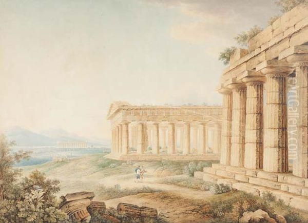 Vue Animee De Paestum Oil Painting by Franz Keiserman