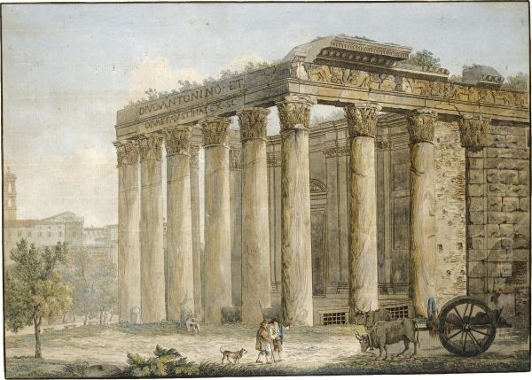 The Temple Of Antoninus And Faustina In The Roman Forum Oil Painting by Franz Keiserman