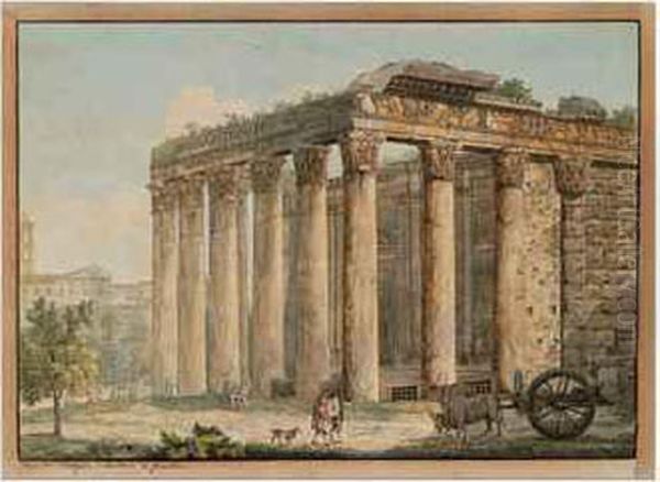 The Temple Of Antonin And Faustine Oil Painting by Franz Keiserman