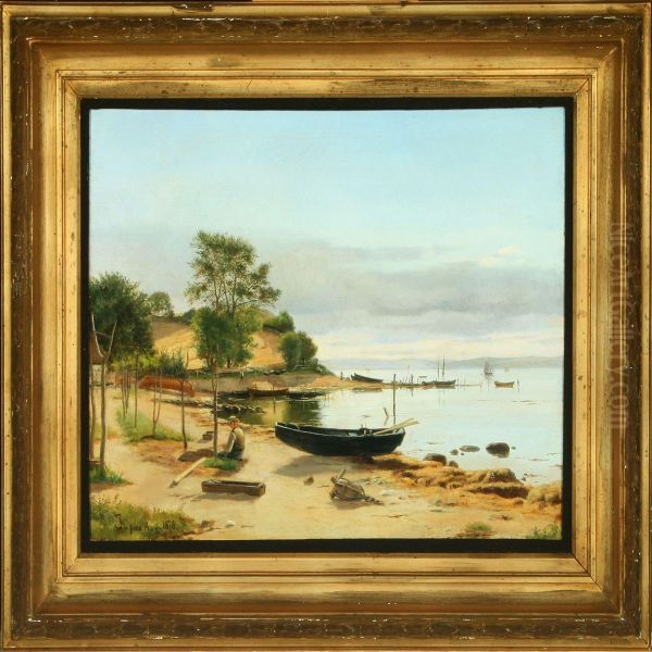 Coastal Scenery Oil Painting by Isidor Kalckar