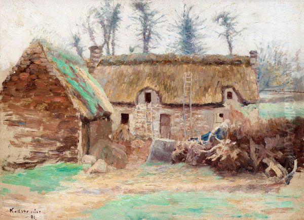 Bondgard I Bretagne Oil Painting by Gottfrid Kallstenius