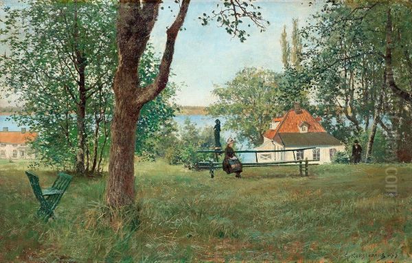 Place Of Meeting Oil Painting by Gottfrid Kallstenius