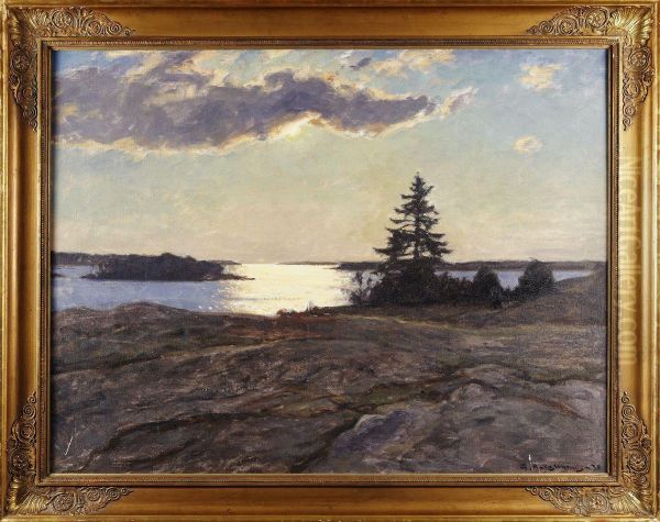 Skargardslandskap Oil Painting by Gottfrid Kallstenius