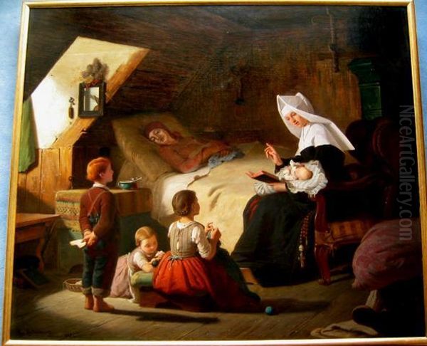 Am Wochenbett Oil Painting by Max Kaltenmoser