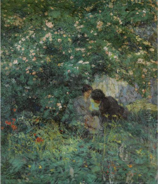 Lovers In The Grass Oil Painting by Alois Kalvoda