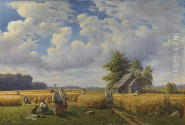 The Harvest Oil Painting by Valerian Konstantinovich Kamenev