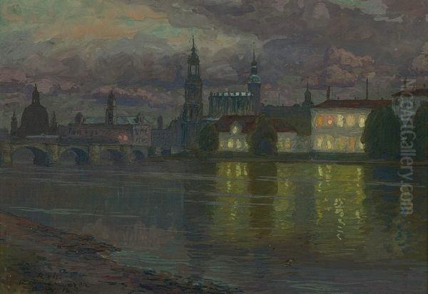 Ansicht Von Dresden Bei Der Elbbrucke Oil Painting by Robert Kammerer