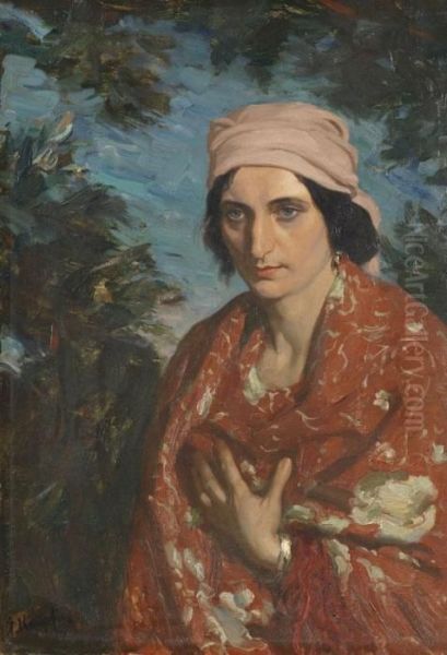 Frau Mit Turban Oil Painting by Arthur Kampf