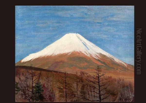 Mt.fuji In Yamanaka Lake Oil Painting by Yamamoto Kanae