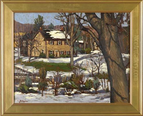 Scene Depicting A House In The Woods Oil Painting by John Kane