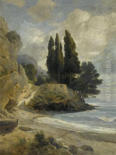 Rocks On A Mediterranean Coast. by Edmund Friedrich Kanoldt