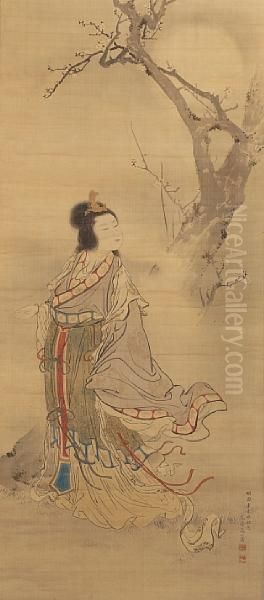 A Chinese Beauty Oil Painting by Mori Kansai