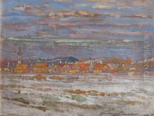 Landscape With Village Oil Painting by Nandor Kantona