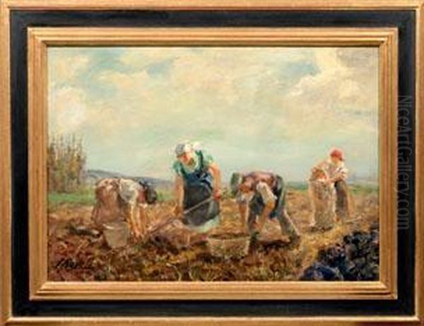 Kartoffelleser Auf Dem Feld Oil Painting by Paul Kapell