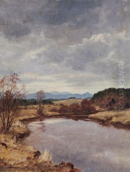 Voralpenlandschaft An Diesigem Tag Mit Kleiner Wasserstelle Oil Painting by Adolf Kapfhammer