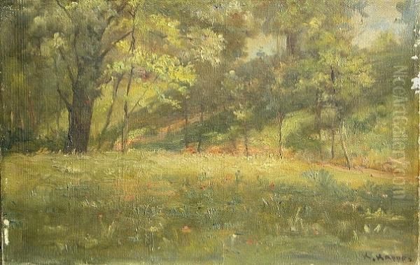 A Forest Clearing Oil Painting by Karl Kappes