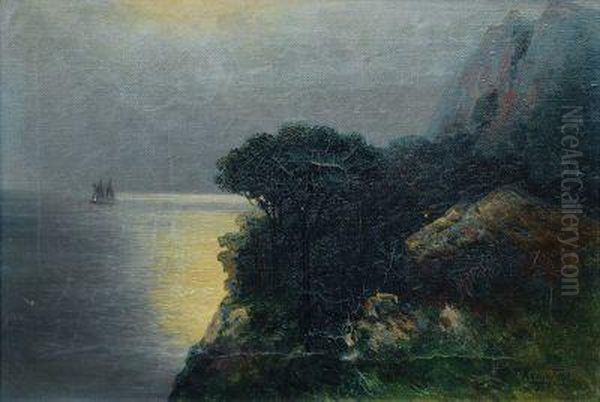 Nachtliche Kustenlandschaft Oil Painting by Grigorij Kapustin