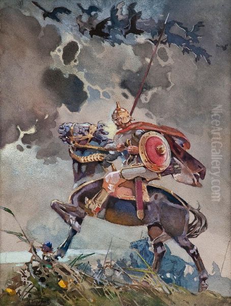 A Rider Oil Painting by Nikolai Nikolaevich Karazin